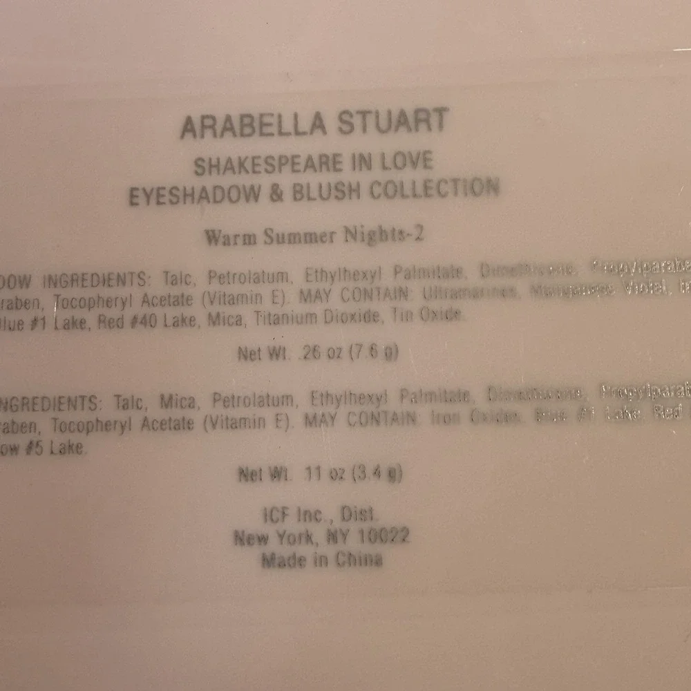 Vintage Arabella Stuart Shakespeare In Love Eyeshadow & Blush Palette W Mirror